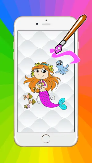 游戏人鱼公主着色书艺术垫：为小孩容易涂装